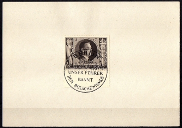 Michel Nr. 844 - 849, Adolf Hitler auf Papier geklebte Marke mit Sonderstempel.